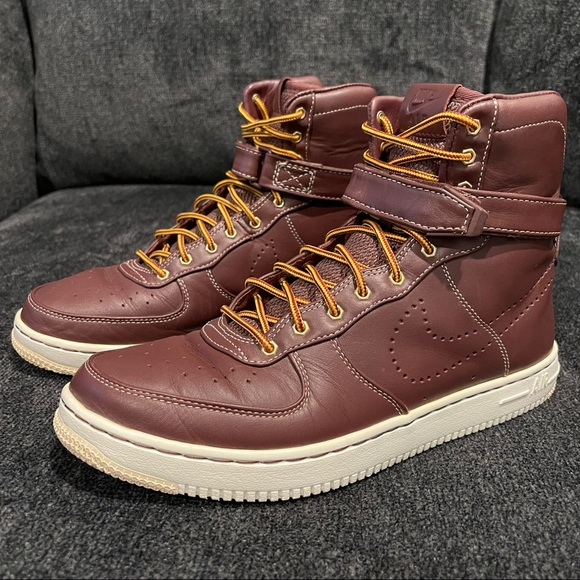 Nike Shoes - NIKE Air Feather High Top Shoes Leather Burgundy Sneakers Women’s 9 // Men's 7.5